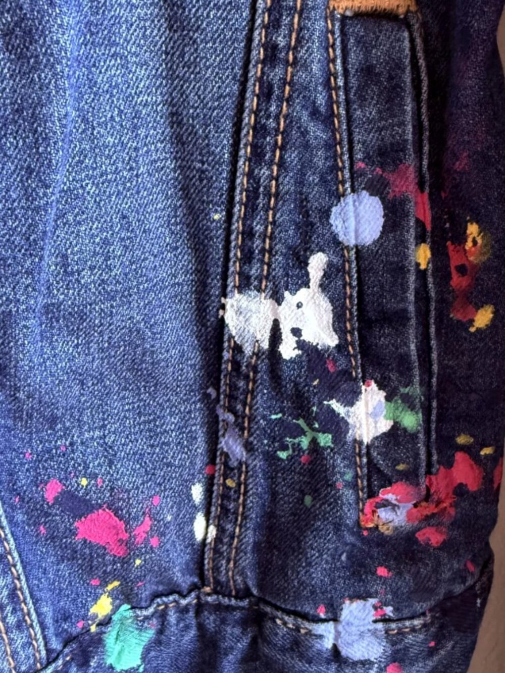 GAP Kids ED Ellen DeGeneres Denim Jacket ARTIST Paint Splatter XXL Regular - Picture 9 of 16